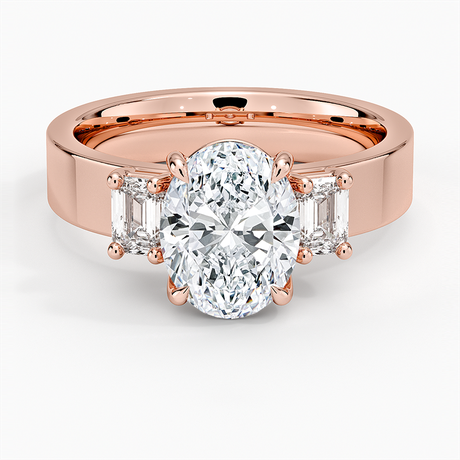 14K Rose Gold Peyton Emerald Cut Three Stone Diamond Ring (1/2 ct. tw.)