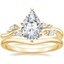 18K Yellow Gold Arden Diamond Ring with Petite Curved Wedding Ring