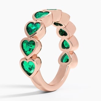 Heart Shaped Lab Emerald Bezel Ring