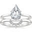 18K White Gold Secret Halo Six-Prong Diamond Ring with Lunette Diamond Ring
