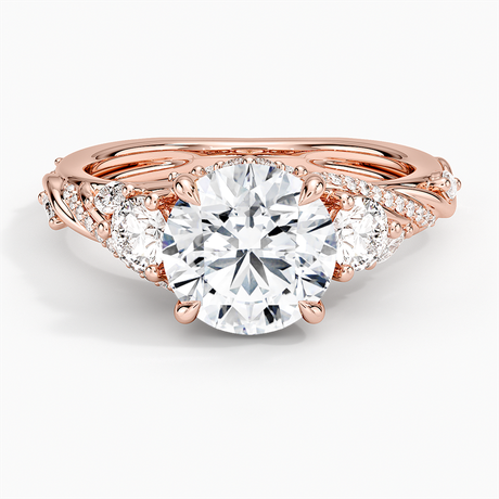 14K Rose Gold Begonia Vine Three Stone Diamond Ring (2/3 ct. tw.)