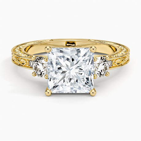 Antique Scroll Engraved Three Stone Diamond Ring (1/3 ct. tw.)