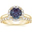 18K Yellow Gold Lotus Flower Diamond Ring (1/3 ct. tw.) with Shared Prong Diamond Ring (2/5 ct. tw.)