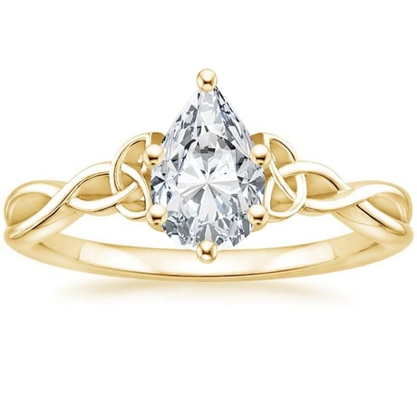 18K Yellow Gold Entwined Celtic Love Knot Ring with Celtic Knot Diamond Ring