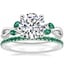 18K White Gold Willow Ring With Lab Emerald Accents with Luxe Ballad Emerald Ring