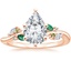 14K Rose Gold Arden Diamond Ring with Lab Emerald Accents, smalltop view