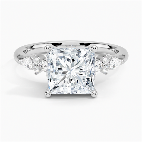 18K White Gold Rosette Diamond Ring