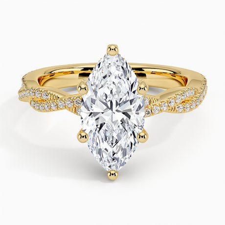 18K Yellow Gold Adorned Luxe Petite Twisted Vine Diamond Ring