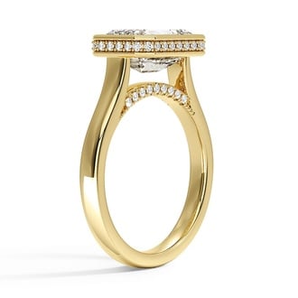 Custom East-West Hidden Halo Lab Diamond Ring