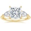 14K Yellow Gold Luxe Opera Three Stone Diamond Ring, smalltop view