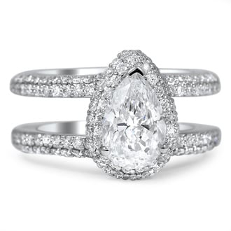 Custom Double Band Pave Halo Diamond Ring