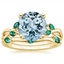 18KY Aquamarine Willow Bridal Set With Lab Emerald Accents, smalltop view