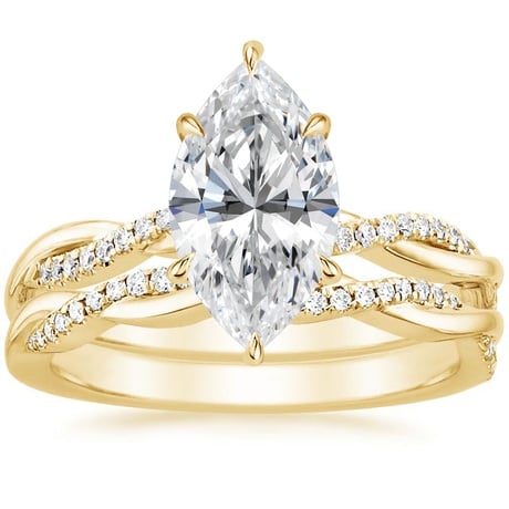 18K Yellow Gold Petite Twisted Vine Diamond Bridal Set (1/4 ct. tw.)