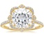 18K Yellow Gold Reina Halo Diamond Ring, smalltop view