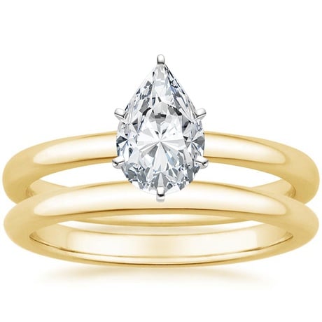 18K Yellow Gold Six-Prong 2mm Comfort Fit Bridal Set