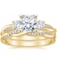 18K Yellow Gold Three Stone Petite Twisted Vine Diamond Bridal Set (1/2 ct. tw.)