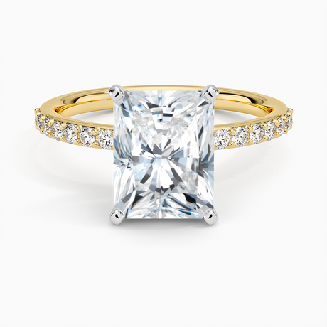 18K Yellow Gold Petite Shared Prong Half Coverage Diamond Ring