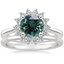 18K White Gold Sunburst Diamond Ring (1/4 ct. tw.) with Petite Comfort Fit Wedding Ring