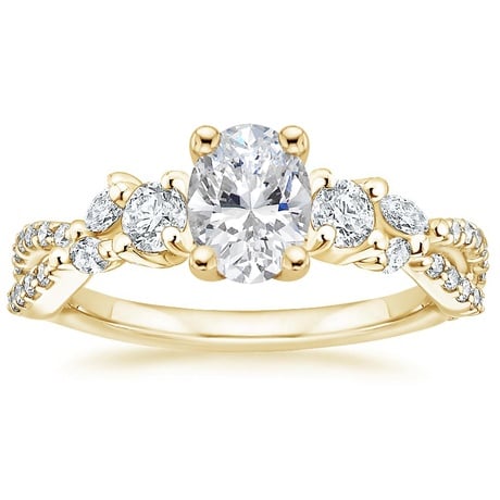 18K Yellow Gold Three Stone Luxe Willow Diamond Ring with Luxe Winding Willow Diamond Ring