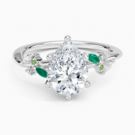 Platinum Arden Diamond Ring with Lab Emerald Accents