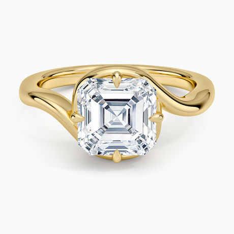 18K Yellow Gold Bezel Bypass Solitaire Diamond Ring