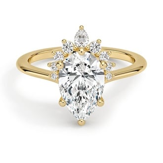 Custom Half Halo Pear Diamond Ring
