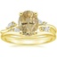 18K Yellow Gold Arden Diamond Ring with Petite Curved Wedding Ring