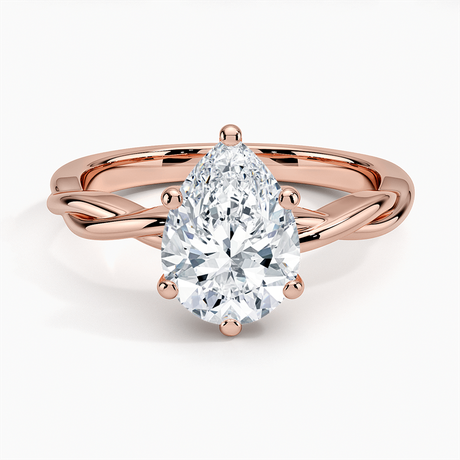 14K Rose Gold Twisted Vine Solitaire Ring