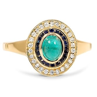 Custom Multi-Gem Double Halo Ring