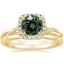 18K Yellow Gold Petite Twisted Vine Halo Diamond Ring (1/4 ct. tw.) with Petite Comfort Fit Wedding Ring