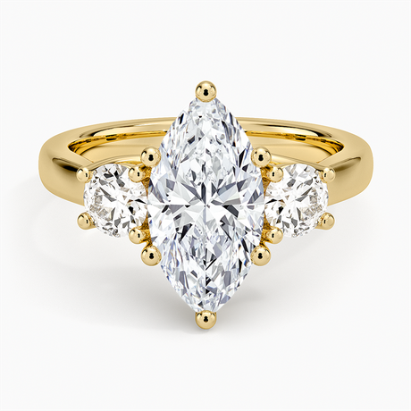 18K Yellow Gold Petite Three Stone Trellis Diamond Ring (1/3 ct. tw.)
