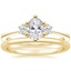 18K Yellow Gold Tallula Three Stone Diamond Ring with Petite Comfort Fit Wedding Ring