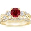 18K Yellow Gold Three Stone Willow Diamond Ring (1/3 ct. tw.) with Petite Luxe Twisted Vine Diamond Ring (1/4 ct. tw.)