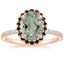 14K Rose Gold Waverly Halo Diamond Ring with Black Diamond Accents, smalltop view