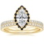 18K Yellow Gold Waverly Diamond Ring with Black Diamond Accents with Luxe Ballad Diamond Ring