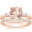 14KR Morganite Tapered Baguette Diamond Ring (1/5 ct. tw.) with Barre Diamond Ring (1/4 ct. tw.), smalltop view