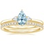 18KY Aquamarine Perfect Fit Three Stone Pear Diamond Ring with Luxe Ballad Diamond Ring, smalltop view