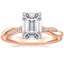 14K Rose Gold Petite Twisted Vine Hidden Halo Pavé Diamond Ring, smalltop view