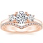 14K Rose Gold Petite Three Stone Trellis Diamond Ring (1/3 ct. tw.) with Flair Diamond Ring (1/6 ct. tw.)