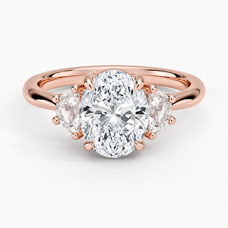 14K Rose Gold Half Moon Three Stone Diamond Ring (1/4 ct. tw.)
