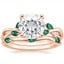 14KR Moissanite Willow Bridal Set With Lab Emerald Accents, smalltop view