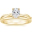 14K Yellow Gold Twisted Vine Ring with Petite Comfort Fit Wedding Ring