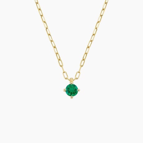 Lab Emerald Paperclip Chain Pendant
