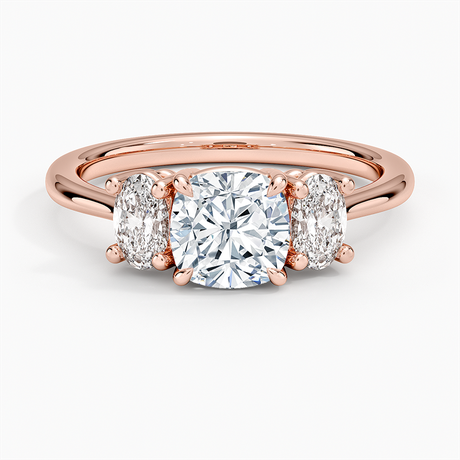 14K Rose Gold Oval-Cut Three Stone Diamond Ring (1/2 ct. tw.)