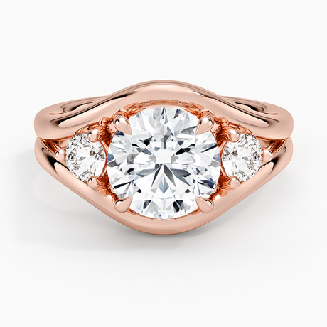 14K Rose Gold Frame Three Stone Diamond Ring (1/3 ct. tw.)