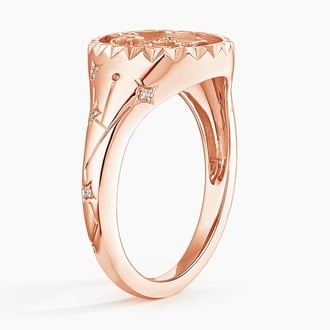 Libra Zodiac Diamond Signet Ring