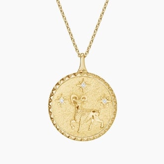 Aries Zodiac Diamond Medallion Necklace