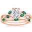 14KR Moissanite Willow Bridal Set With Lab Emerald Accents, smalltop view
