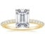 18K Yellow Gold Petite Shared Prong Half Coverage Diamond Ring, smalltop view