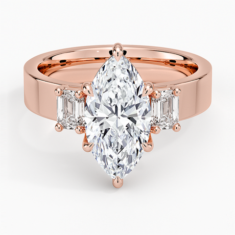 14K Rose Gold Peyton Emerald Cut Three Stone Diamond Ring (1/2 ct. tw.)